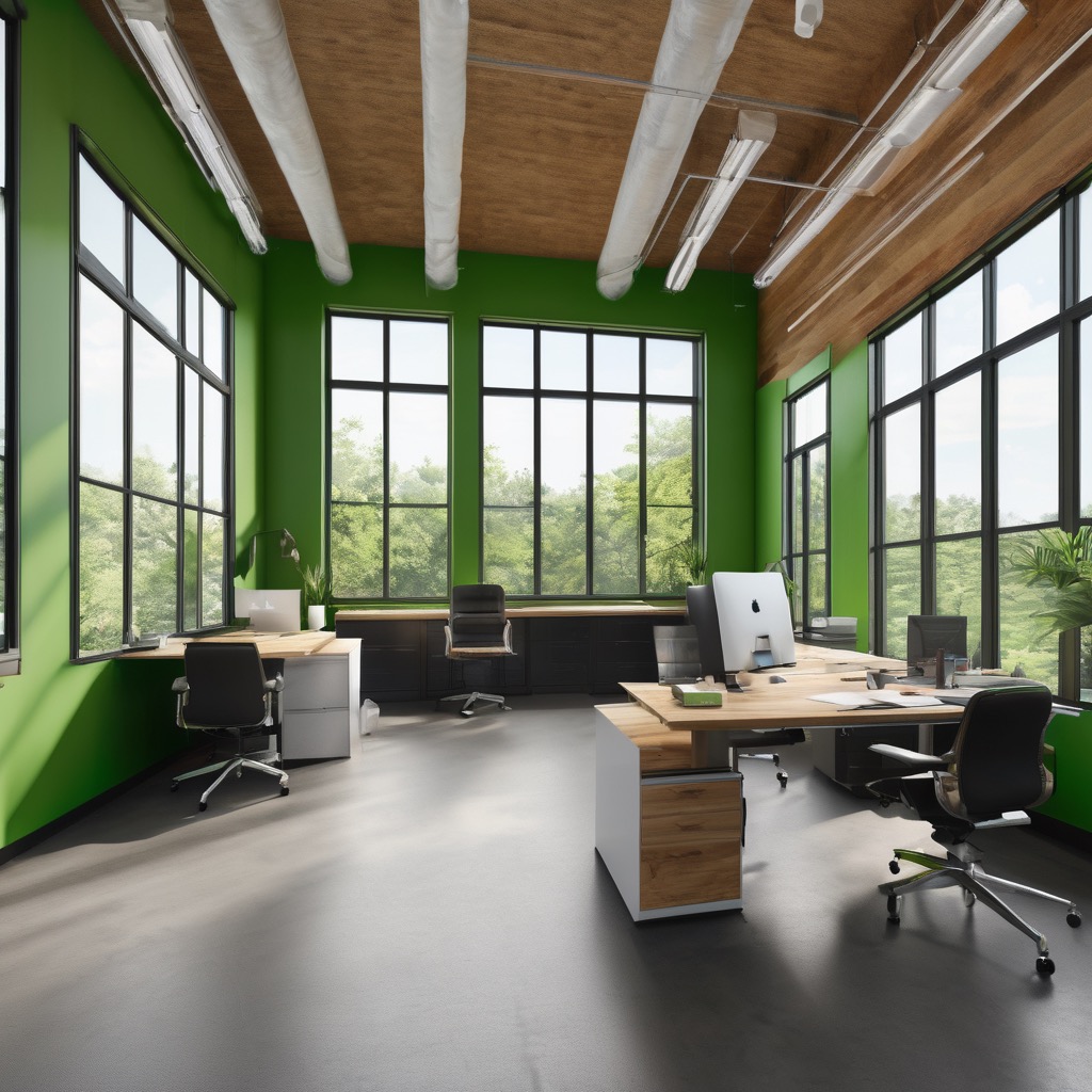 Local roofing company office with professional team workspace