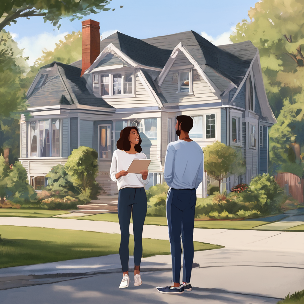 Assessment conversation showing two people evaluating a residential property